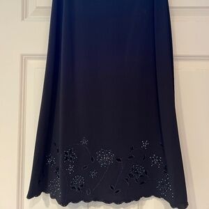 BCBG Maxazria black beaded midi skirt and matching camisole top